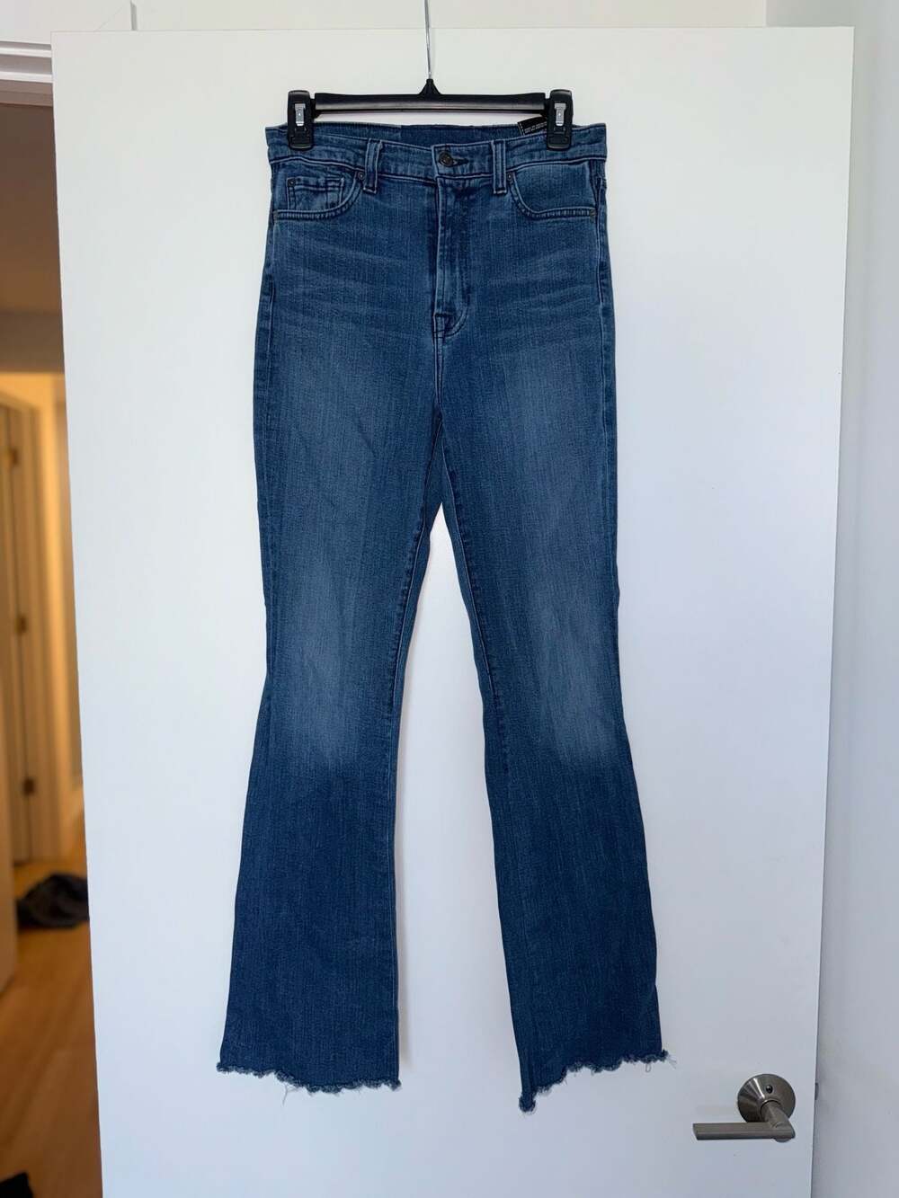 7 For All Mankind High Rise Raw Hem Flare Jeans Size 26